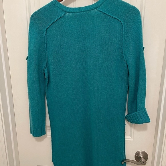 BCBGMAXAZRIA Womens Teal V-Neck Sweater women S Dress, Pockets 70% Wool 30% Yak - Picture 8 of 12